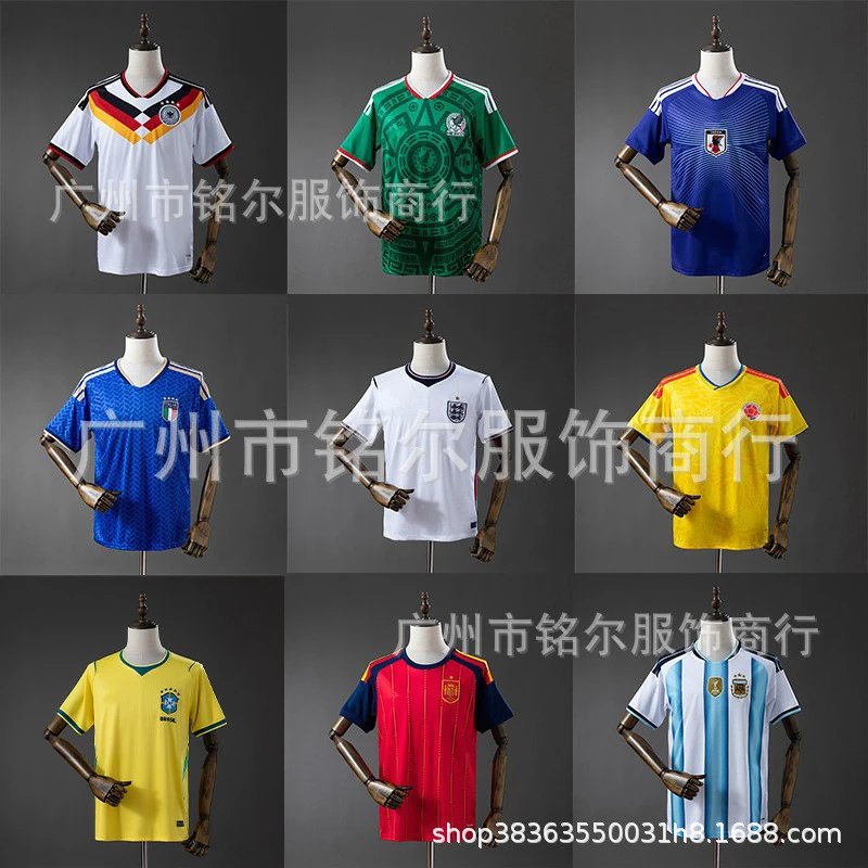CBF Short-sleeve V-neck football jerseys with national crests, striped or solid patterns, various colors