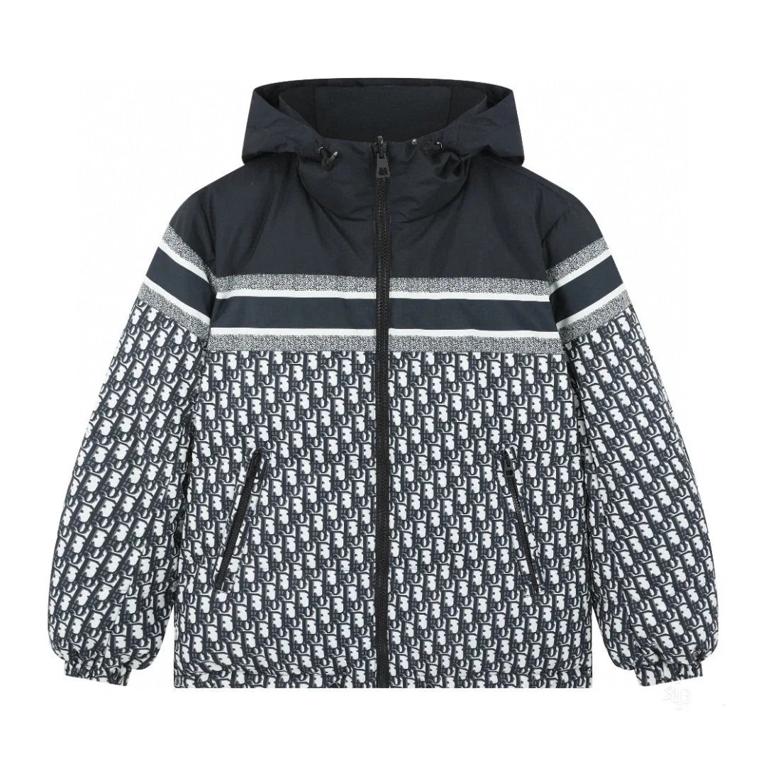 九江羽绒服跨境D迪家正确版满logo秋冬季保暖夹克可双面穿外套