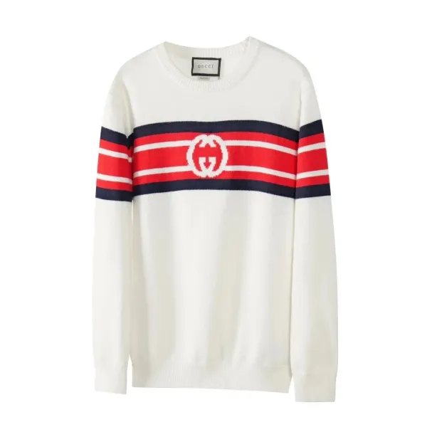 Gucci Interlocking G Striped Sweater White - 1