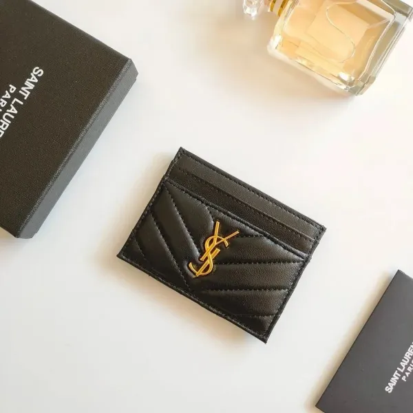 Saint Laurent Monogram YSL Card Holder Black - 1