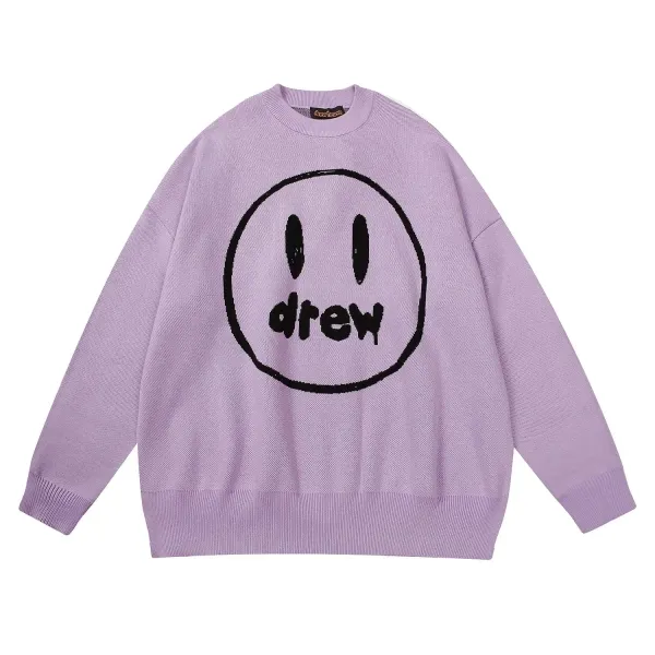 Drew House Smiley Face Knit Sweater Lavender - 1