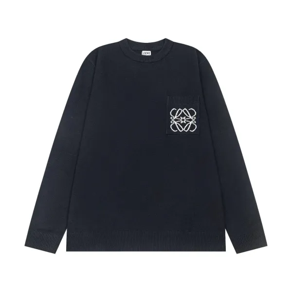 Loewe Anagram Pocket Knit Sweater Navy - 1