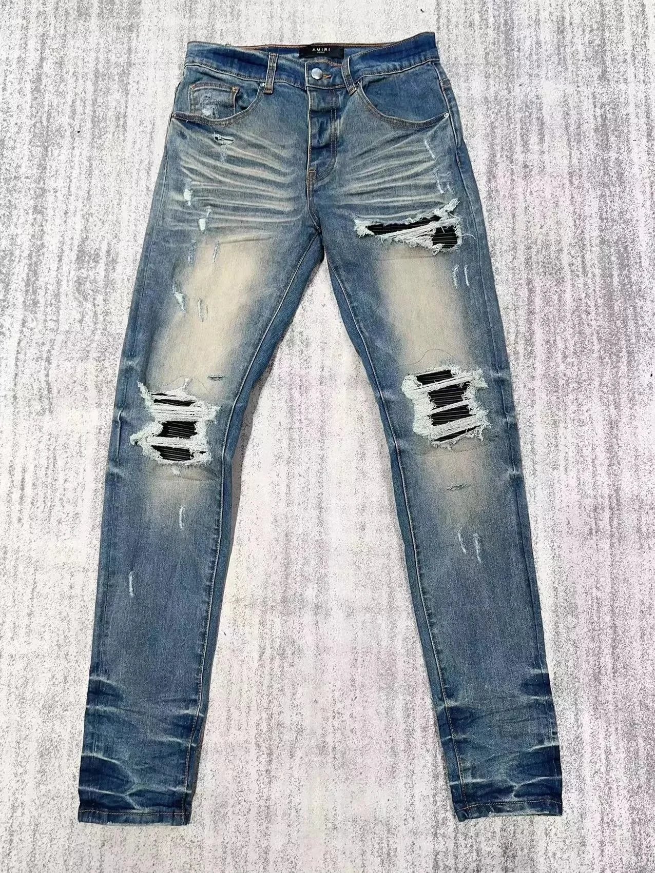Amiri Distressed Slim Fit Blue Jeans - 1
