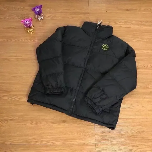 Stone Island Compass Logo Down Jacket Black - 1