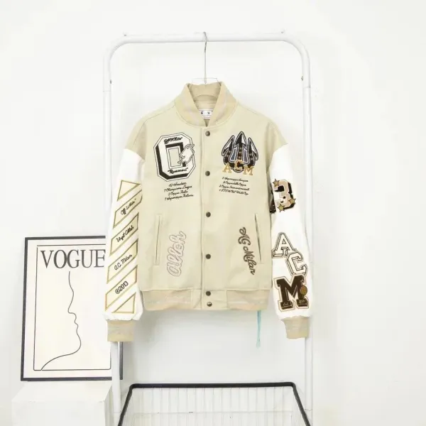 Off-White x AC Milan Varsity Jacket Beige - 1