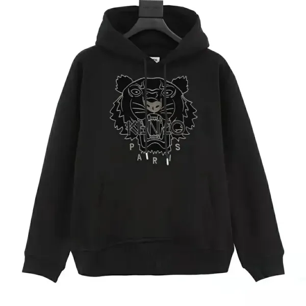 Kenzo Tiger Embroidered Black Hoodie - 1