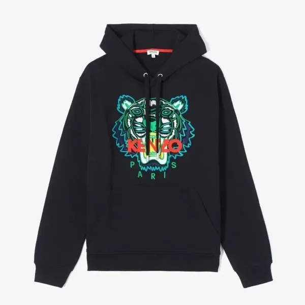 Kenzo Tiger Embroidered Black Hoodie - 1