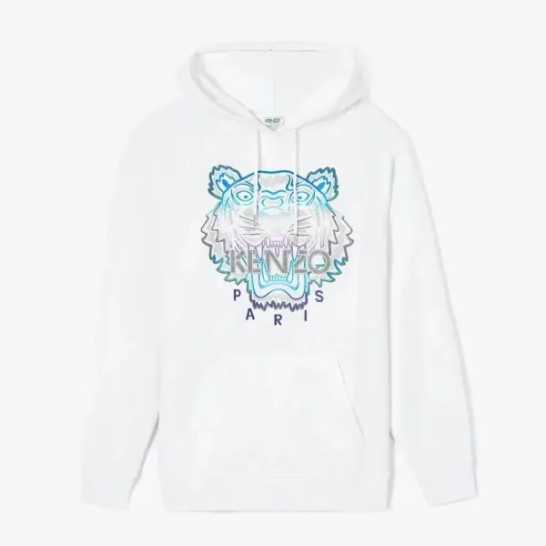 Kenzo Tiger Embroidered White Hoodie - 1