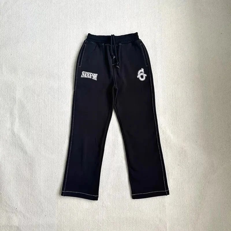 Sixpm Logo Embroidered Black Sweatpants - 1