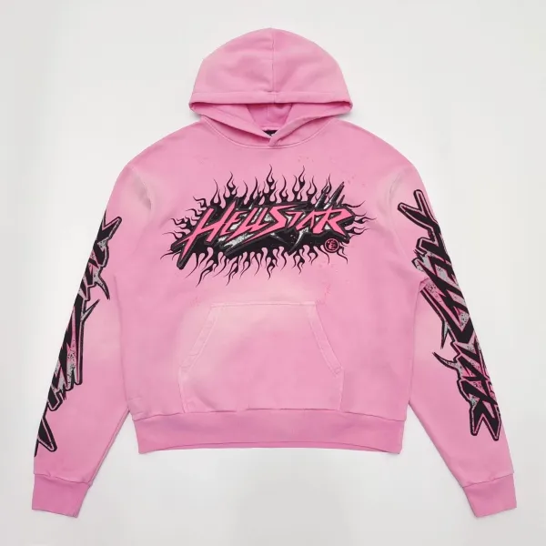 Hellstar Flame Logo Pink Hoodie - 1