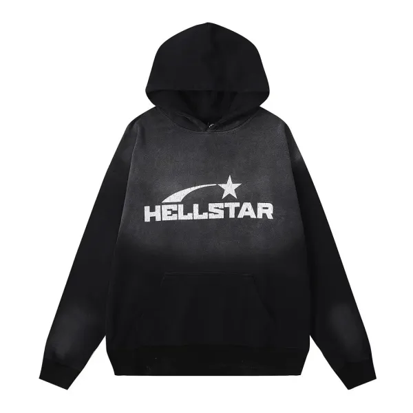 Hellstar Star Logo Washed Black Hoodie - 1