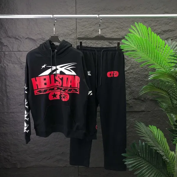 Hellstar Sports Black Red Graphic Hoodie and Sweatpants Set - 1