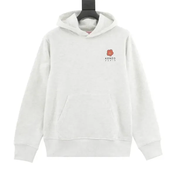 Kenzo Flower Logo Hoodie Light Gray - 1
