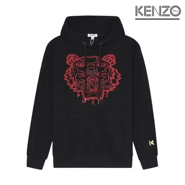 Kenzo Tiger Embroidered Black Hoodie - 1