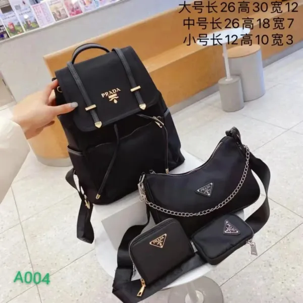 Prada Re-Nylon Backpack and Crossbody Set Black - 1