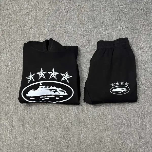Design Five-Star Island Hoodie and Sweatpants Set Black - 1