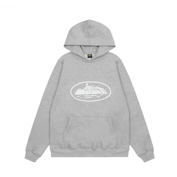 Design Oval Ship Print Gray Hoodie - 1