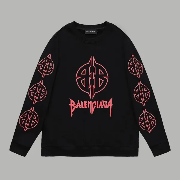 Balenciaga BB Logo Print Black Sweatshirt - 1