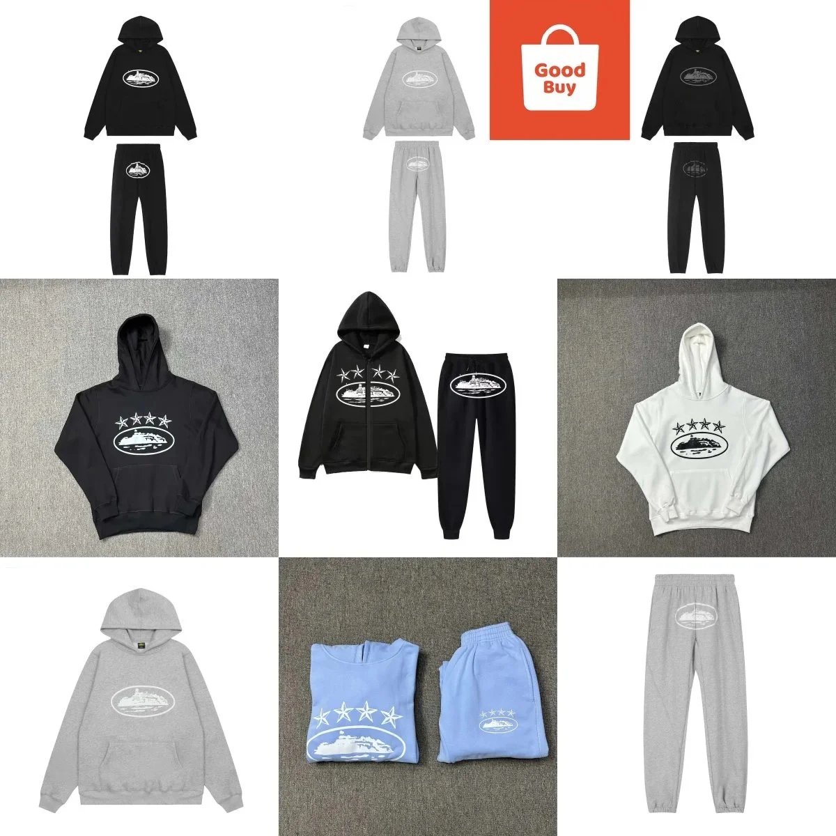 Design Cruise Ship Graphic Hoodie and Sweatpants Set White - 4