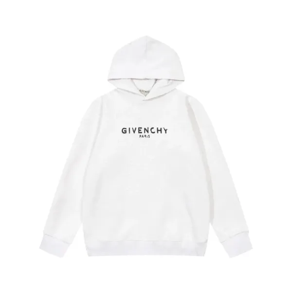Givenchy Paris Logo Embossed White Hoodie - 1