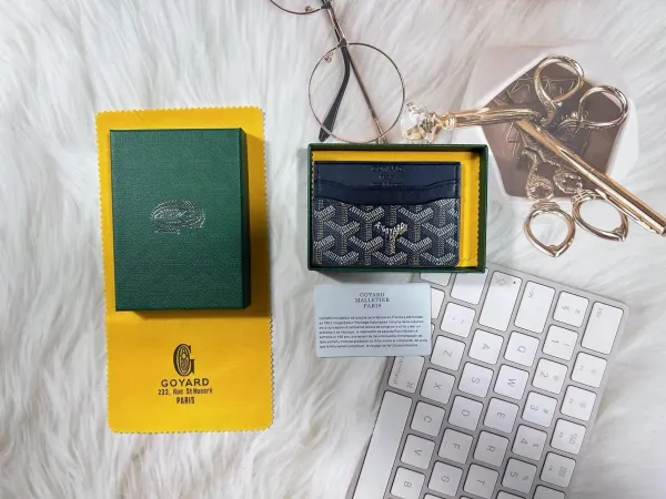 Goyard Saint-Honoré Card Holder Navy Blue with Goyardine Pattern - 1