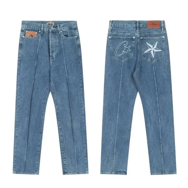 Rodeo Crowns Star Embroidered Straight-Leg Jeans Blue - 1