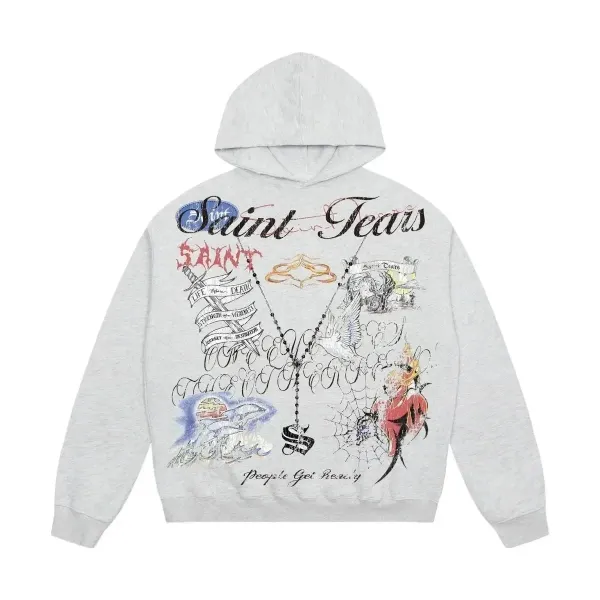 Saint Tears Saint Tears Graphic Hoodie Gray - 1