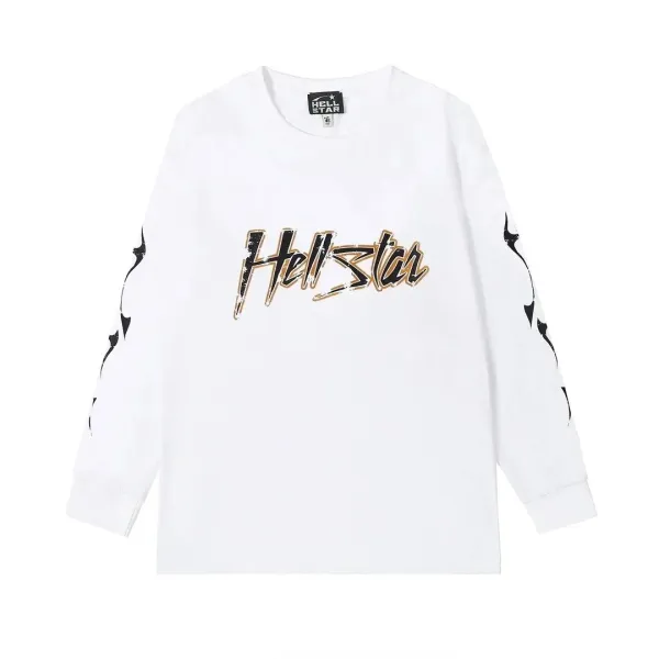 Hell Star Script Logo Long Sleeve T-Shirt White - 1