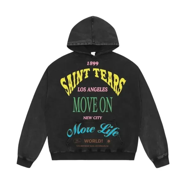 Saint Tears Move On Distressed Black Hoodie - 1