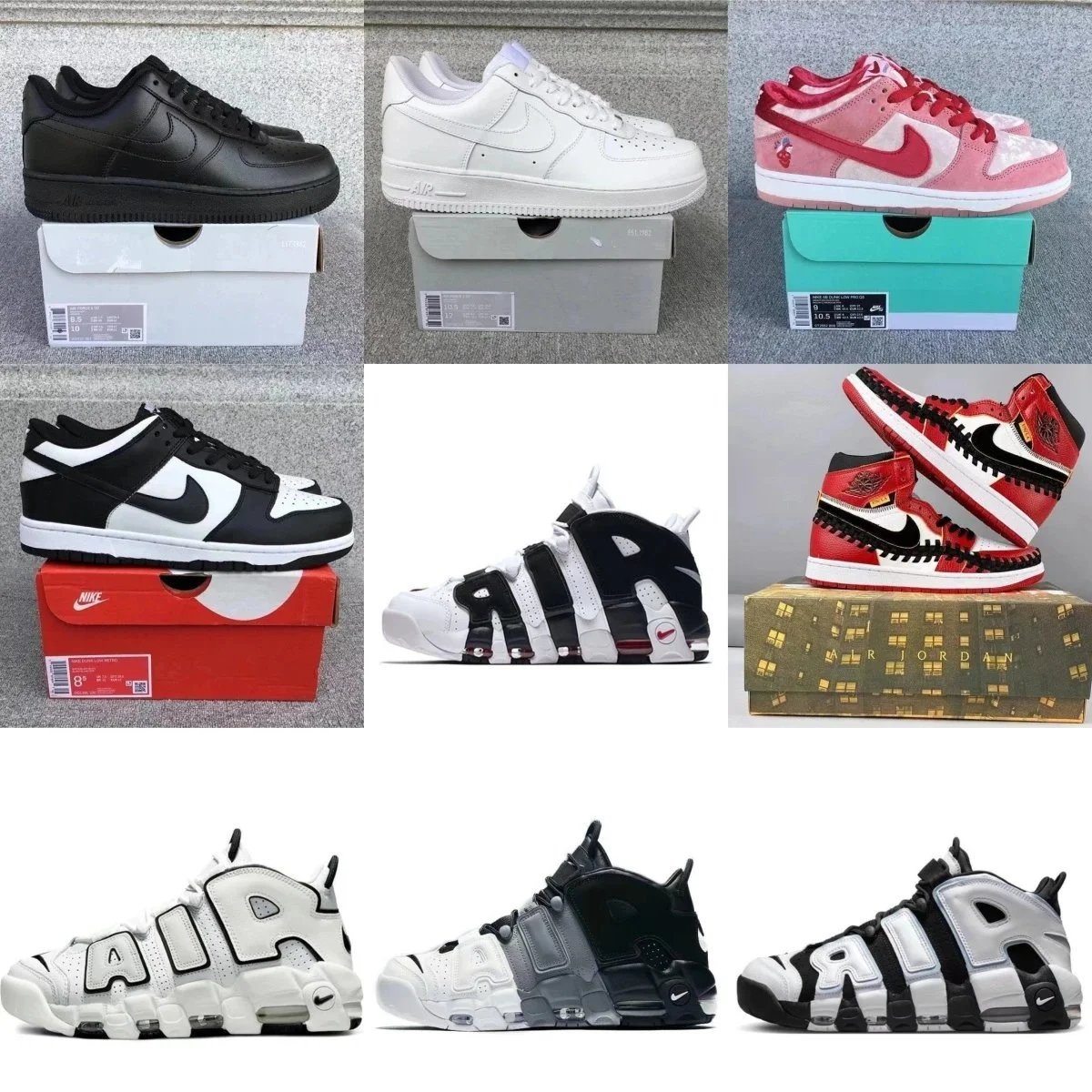 Nike Air Force 1, Dunk Low, Air More Uptempo, and Air Jordan 1 Sneakers [29 styles]
