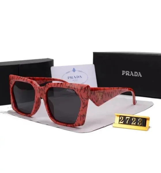 Prada Square Frame Sunglasses Red Abstract Print Sunglasses - 1