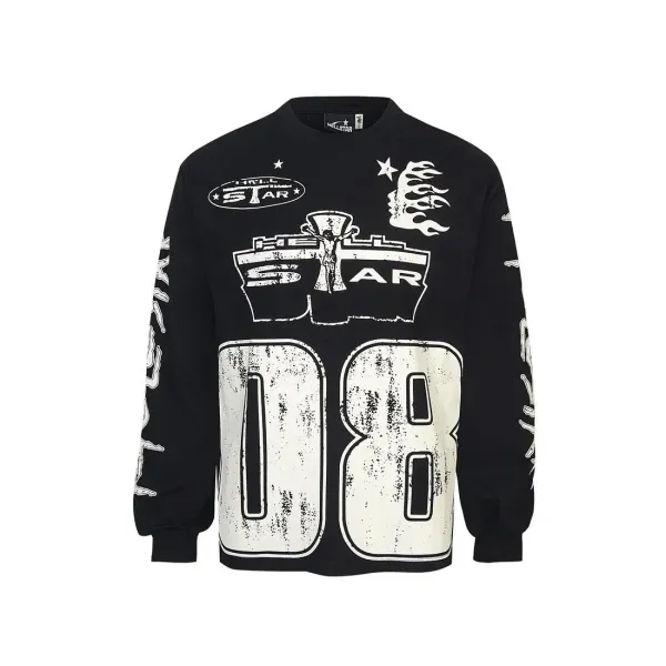 Hellstar 08 Graphic Long-Sleeve Tee Black - 1