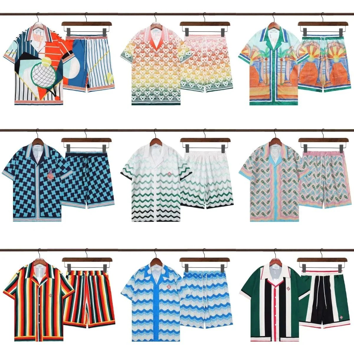 Casablanca Printed Short Sleeve Shirt and Shorts Set