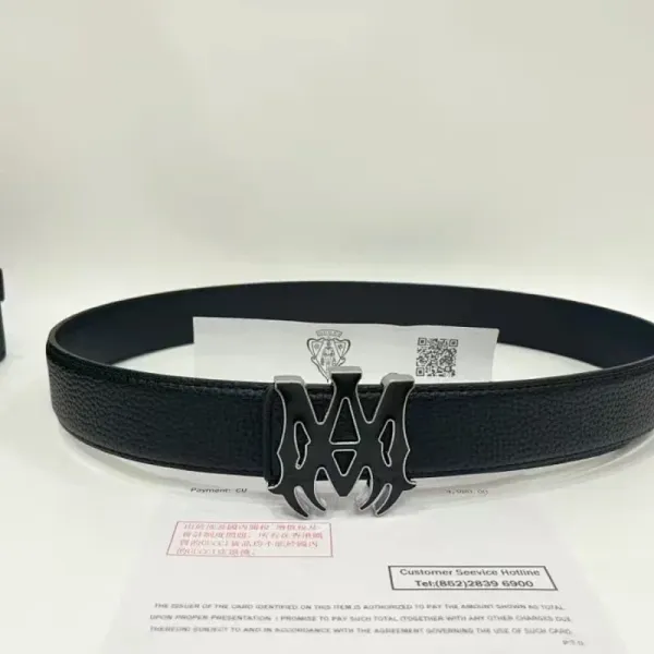 Philipp Plein MM Logo Belt Black Leather Belt - 1