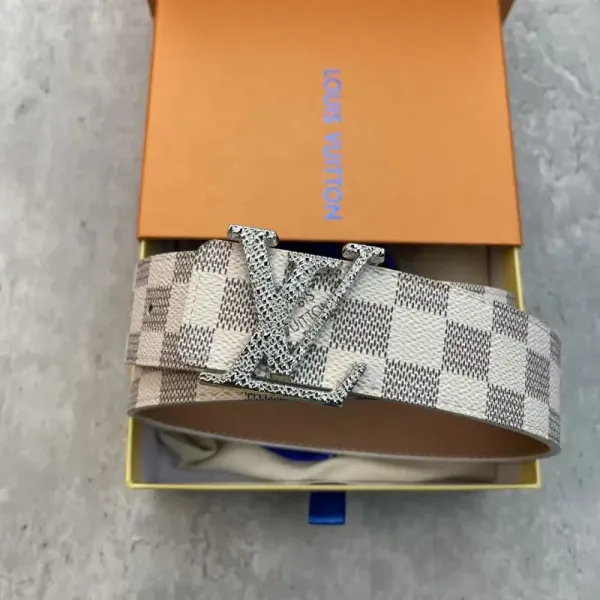 Louis Vuitton Damier Azur Reversible Belt Silver Buckle Belt - 1