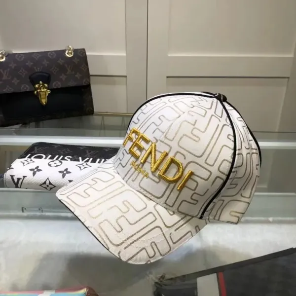 Fendi FF Logo Print Baseball Cap White - 1