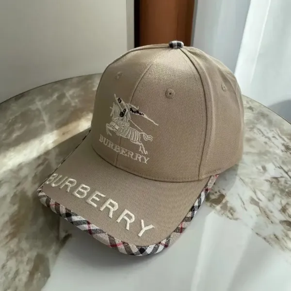 Burberry Equestrian Knight Embroidered Baseball Cap Beige - 1