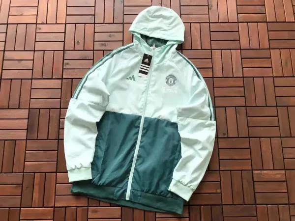 Adidas x Manchester United Windbreaker Mint Green and Forest Green Jacket - 1