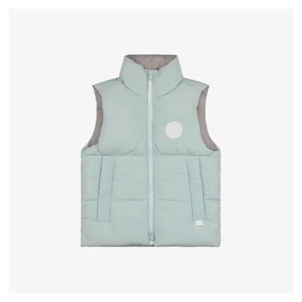 Design Puffer Vest in Mint Green with White Circle Patch - 1