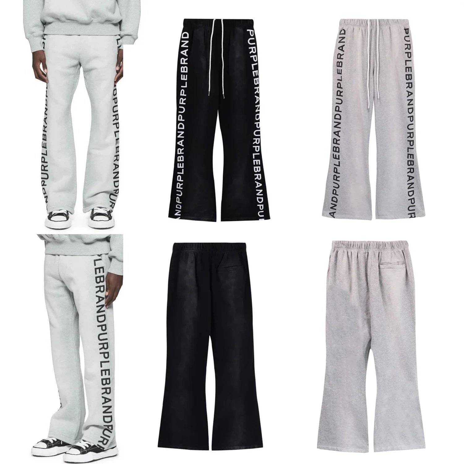 Purple Brand Logo-Print Wide-Leg Sweatpants Black - 4