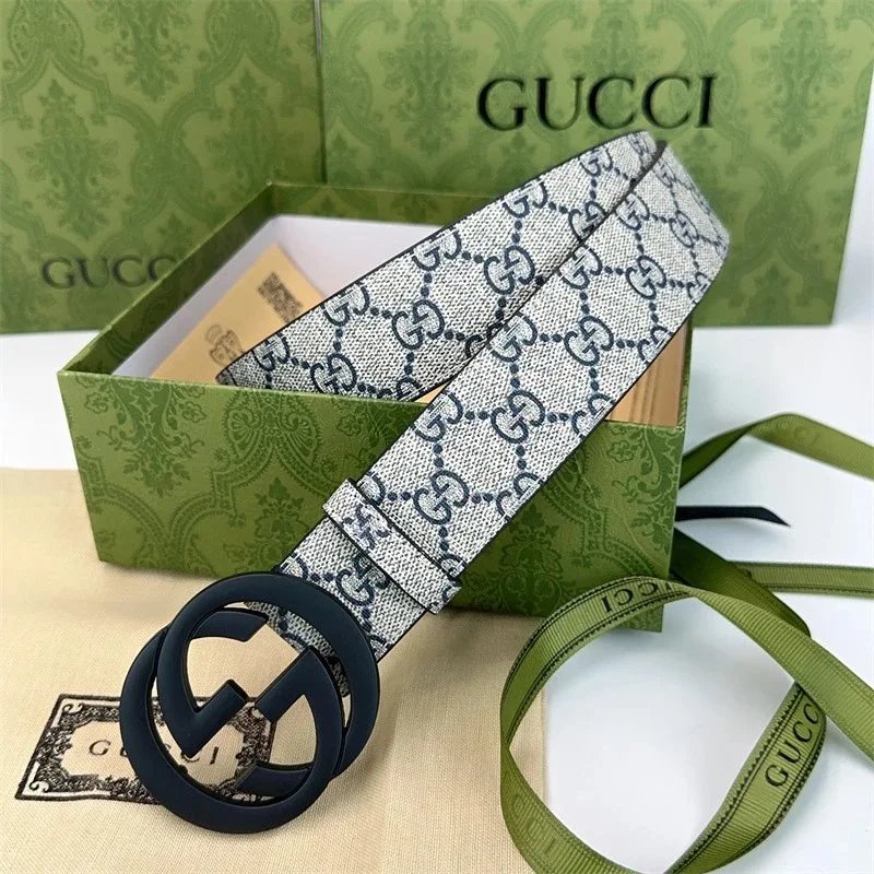 Gucci GG Marmont Belt Beige Canvas with Black Interlocking G Buckle - 12