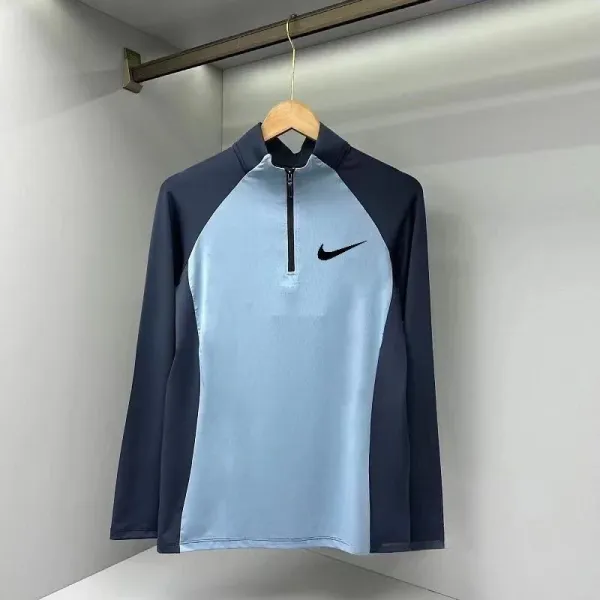 Nike Half-Zip Performance Top Light Blue/Navy Activewear - 1