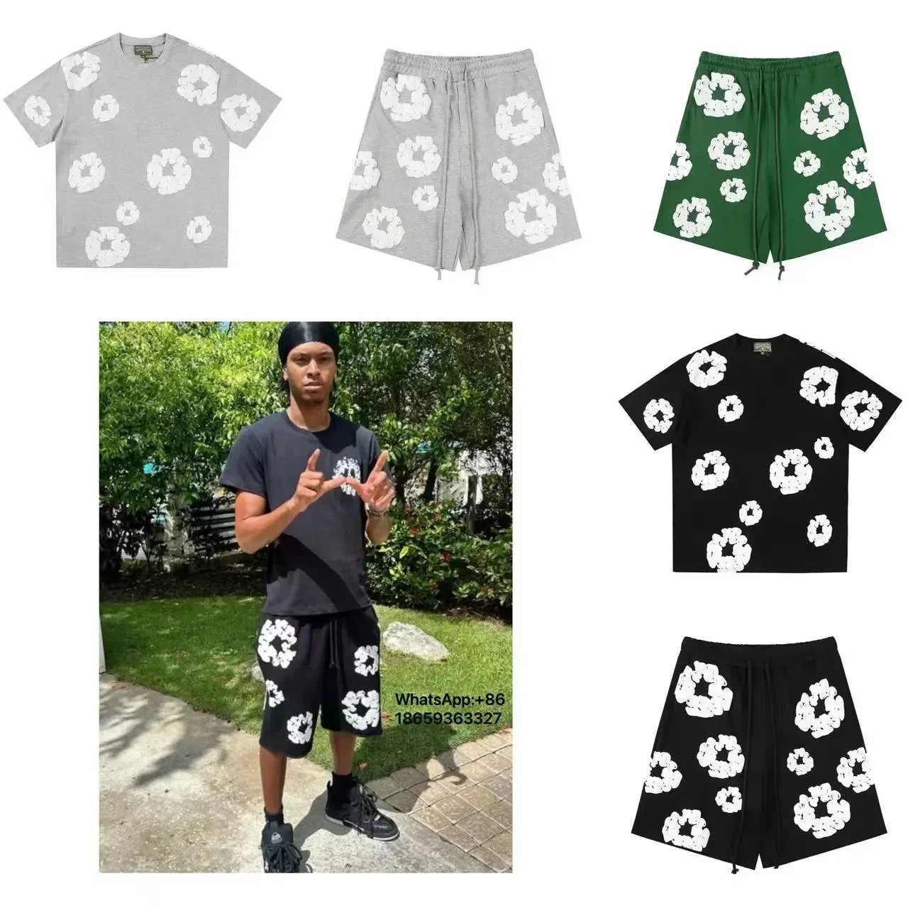 Denim Tears Cotton Wreath T-Shirt and Shorts Set