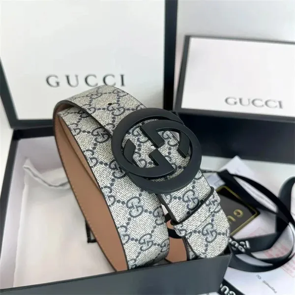 Gucci GG Marmont Belt Beige Canvas with Black Interlocking G Buckle - 4