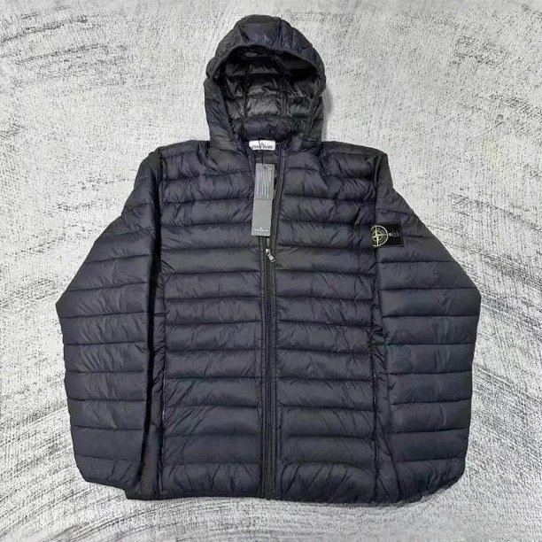 跨境岛家刺绣徽章袖标棉服面包服保暖纯色通勤亮面男款黑色灰色 4