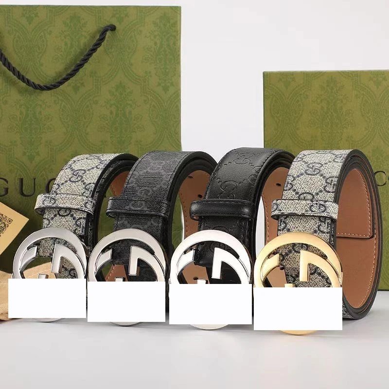 跨境爆款双G皮带男平滑扣真皮腰带字母时尚潮流百搭裤带厂家直销