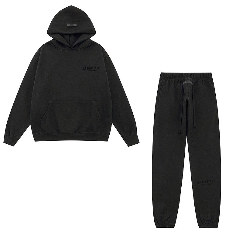 新款FEAR OF GOD ESSENTIALS植绒字母男女休闲宽松加绒连帽卫衣潮 3