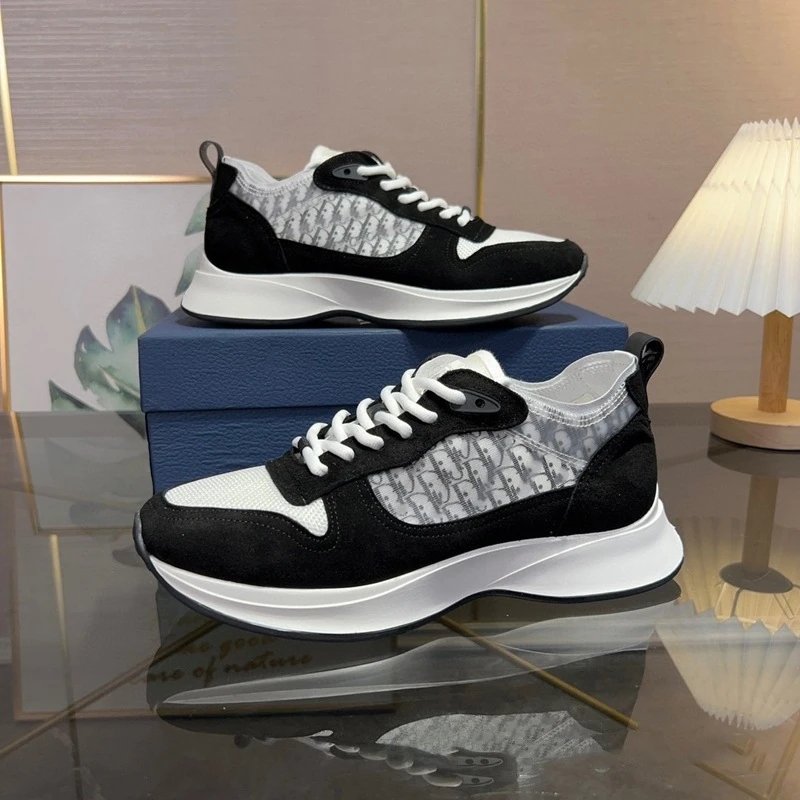 欧洲站春秋潮流款B25字母家低帮休闲男鞋老花刺绣厚底时尚运动鞋