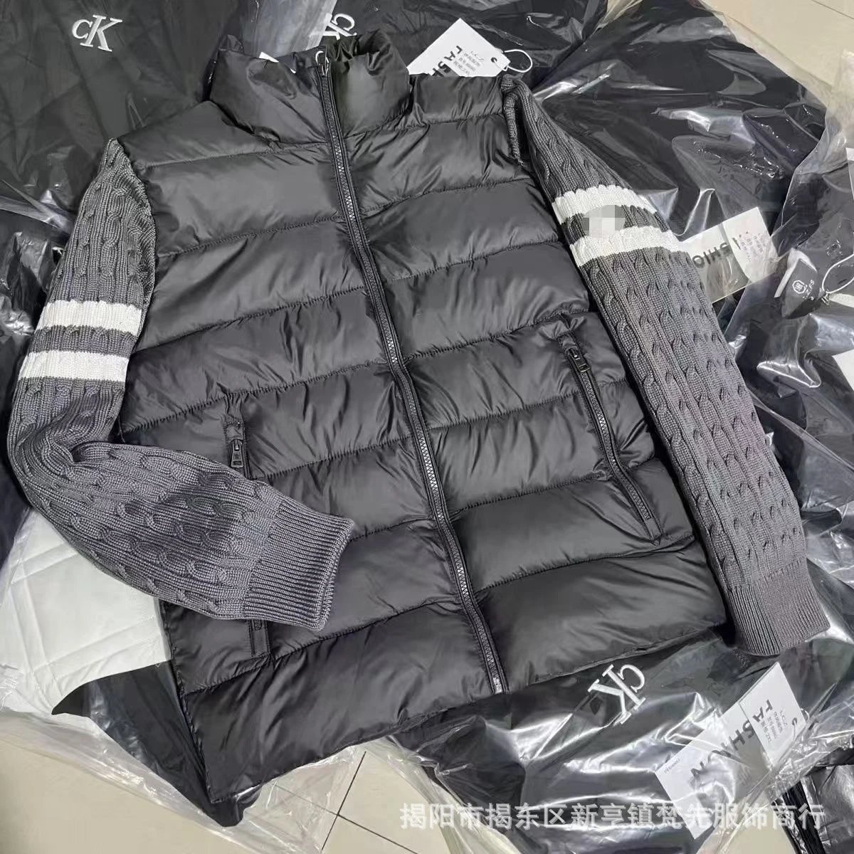 立领针织排骨拼接春秋棉服男女保暖短款设计新款加厚情侣休闲外套 3