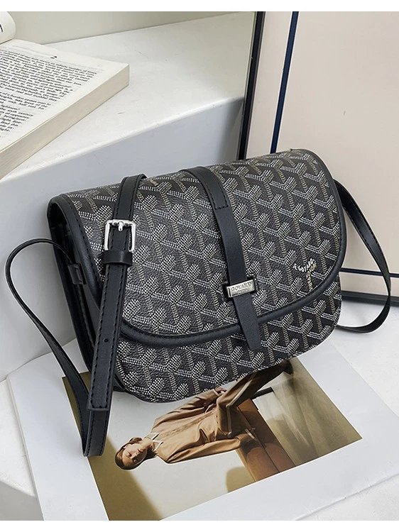 狗牙经典戈雅Goyard邮差包荔枝纹牛皮马鞍包单肩斜挎印花女包新款